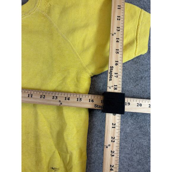 Vintage 60s Blank Plain Short Sleeve Sweatshirt Men Large Yellow Crewneck - Picture 6 of 7